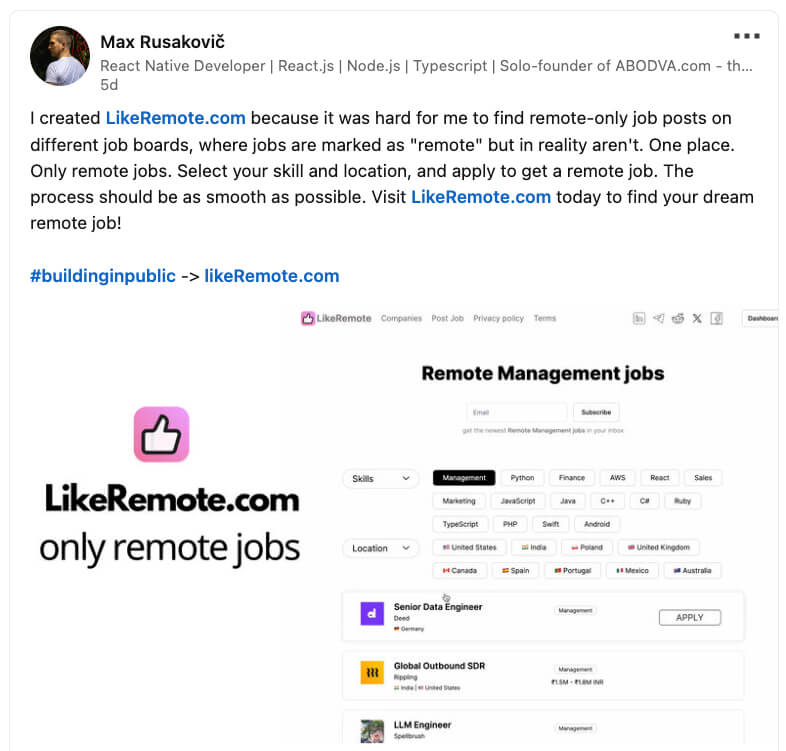 User feedback